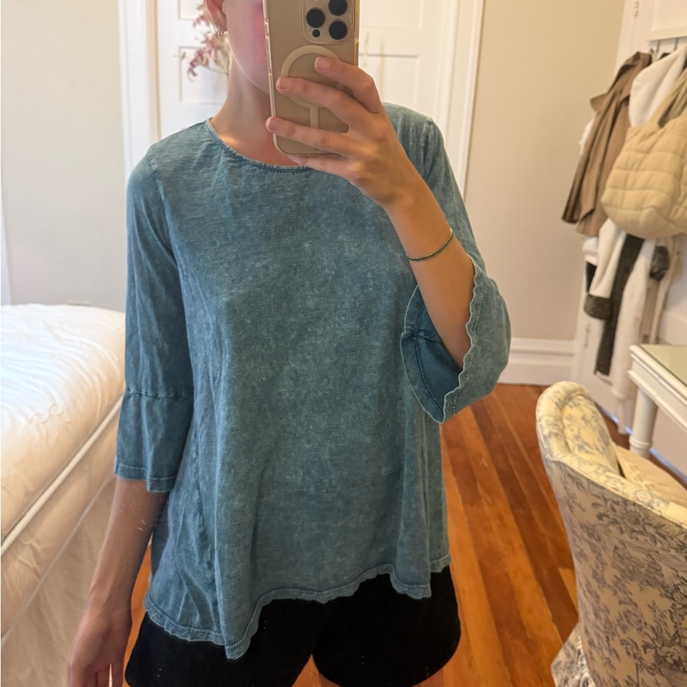 Women's Blue Top Long-Sleeve Style & Co size small